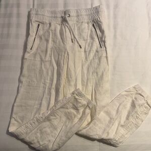 Athleta Cream Linen Joggers
